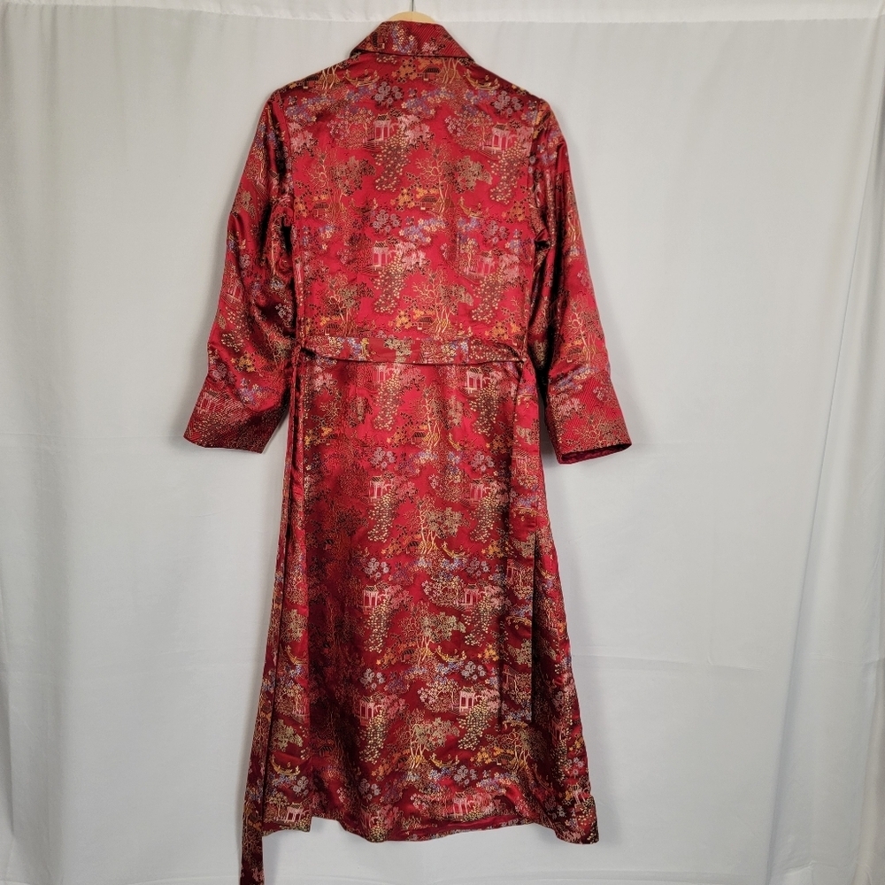 Vintage Kimono Robe Red Brocade Robe #3003 - Picture 3 of 14